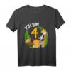 Kinder 4. Geburtstag T-Shirt mit Dschungel-Tieren – Niedliches Geburtstagsgeschenk für Mädchen und Jungen, perfekt für die Dschungel Party