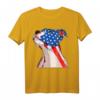 Pitbull Hund T-Shirt mit Amerikanischer Flagge - Patriotisches USA Hunde Design für Damen, Herren, Jungen und Mädchen
