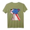 Pitbull Hund T-Shirt mit Amerikanischer Flagge - Patriotisches USA Hunde Design für Damen, Herren, Jungen und Mädchen