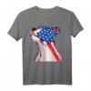 Pitbull Hund T-Shirt mit Amerikanischer Flagge - Patriotisches USA Hunde Design für Damen, Herren, Jungen und Mädchen