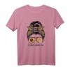 Labrador Mom Dog Mom Messy Hair Dutt Leopardenmuster T-Shirt – Perfekt für Hundemamas, Tierliebhaberinnen & Geschenkideen