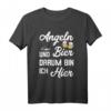Angeln und Bier Darum Bin Ich Hier - Lustiges Fischer T-Shirt als Geschenk für Angler und Fischer für den nächsten Angelausflug