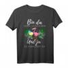 Lustiges Flamingo T-Shirt mit Spruch - 'Bin da kann losgehen und ja es eskaliert eh' für Mädelsabend, Junggesellinnenabschied & Party-Geschenke