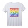 Gay Bär T-Shirt mit Pride Flagge – Chubby Jungs Kuschel besser, Unterstützendes LGBT & Bear Community Shirt für Pride & Weihnachten