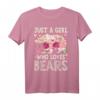 Niedliches Mädchen T-Shirt mit Bären- und Blumenmotiv - Perfekt für Tierliebhaberinnen und Zootierfans