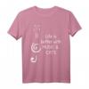 Life Is Better With Music & Cats - Katzenliebhaber T-Shirt für Musiker, Sänger & Katzenfans, perfekt als Geschenk für Katzenmama & Katzenpapa