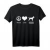 Peace, Love, Border Terrier T-Shirt – Hundeliebhaber Geschenk für Border Terrier Fans, Britische Hunderasse & Tierliebhaber