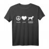 Peace, Love, Border Terrier T-Shirt – Hundeliebhaber Geschenk für Border Terrier Fans, Britische Hunderasse & Tierliebhaber