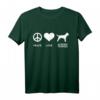 Peace, Love, Border Terrier T-Shirt – Hundeliebhaber Geschenk für Border Terrier Fans, Britische Hunderasse & Tierliebhaber