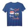 Kawaii Sushi Geschenk für Damen & Kinder - Japan Style Lachs & Wasabi T-Shirt für Sushi-Liebhaber