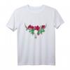 Stilvolles Blumen Büffel-Schädel T-Shirt für Gothic Damen & Boho Chicks – Floral Silber Schädel mit Blumen für einen einzigartigen Look