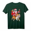 Lustiges Weihnachts-T-Shirt mit Weihnachtsmann und englischer Bulldogge - Humorvolles Festtagsmotiv für Tierliebhaber