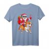 Lustiges Weihnachts-T-Shirt mit Weihnachtsmann und englischer Bulldogge - Humorvolles Festtagsmotiv für Tierliebhaber