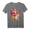 Lustiges Weihnachts-T-Shirt mit Weihnachtsmann und englischer Bulldogge - Humorvolles Festtagsmotiv für Tierliebhaber