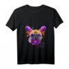 Bunter Hund Französische Bulldogge Damen T-Shirt mit V-Ausschnitt – Perfekt für Hundefreunde, Gassi, Geburtstag & Weihnachten