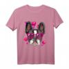 Valentinstag Frenchie T-Shirt mit Herz und Brille - Niedliches Bulldoggen-Shirt für Hundeliebhaber, Frenchie Mom & Dad