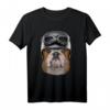 Mürrische englische Bulldogge im Motorrad Sturzhelm T-Shirt – Lustiges Tiermotiv für Hundeliebhaber und Motorradfans