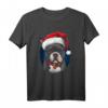 Frenchie Hund mit Weihnachts Mütze T-Shirt - Lustiges Tiermotiv für Weihnachtsgeschenke & Hundeliebhaber