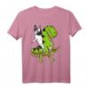 Französische Bulldogge auf T-Rex Dinosaurier Kinder T-Shirt - Lustiges Kinder Shirt für Jungen und Mädchen
