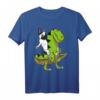 Französische Bulldogge auf T-Rex Dinosaurier Kinder T-Shirt - Lustiges Kinder Shirt für Jungen und Mädchen