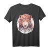 Chinesisches Sternzeichen T-Shirt mit Aquarell-Blume und Tiger - Niedliches Horoskop-Design für Tierkreiszeichen-Liebhaber und Astrologie-Fans