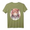 Chinesisches Sternzeichen T-Shirt mit Aquarell-Blume und Tiger - Niedliches Horoskop-Design für Tierkreiszeichen-Liebhaber und Astrologie-Fans