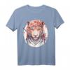 Chinesisches Sternzeichen T-Shirt mit Aquarell-Blume und Tiger - Niedliches Horoskop-Design für Tierkreiszeichen-Liebhaber und Astrologie-Fans