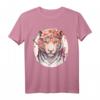 Chinesisches Sternzeichen T-Shirt mit Aquarell-Blume und Tiger - Niedliches Horoskop-Design für Tierkreiszeichen-Liebhaber und Astrologie-Fans