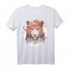 Chinesisches Sternzeichen T-Shirt mit Aquarell-Blume und Tiger - Niedliches Horoskop-Design für Tierkreiszeichen-Liebhaber und Astrologie-Fans