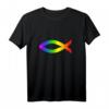 Ichthys Regenbogen Christliches Fischsymbol T-Shirt – Tolerantes Statement für homosexuelle Christen & LGBTQ-Unterstützer