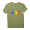 Ichthys Regenbogen Christliches Fischsymbol T-Shirt – Tolerantes Statement für homosexuelle Christen & LGBTQ-Unterstützer