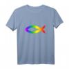 Ichthys Regenbogen Christliches Fischsymbol T-Shirt – Tolerantes Statement für homosexuelle Christen & LGBTQ-Unterstützer
