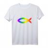 Ichthys Regenbogen Christliches Fischsymbol T-Shirt – Tolerantes Statement für homosexuelle Christen & LGBTQ-Unterstützer