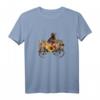 Damen Chocolate Labrador Retriever T-Shirt mit Hund in Landwagen, Sonnenblumen & Kürbissen – Stylisches Geschenk für Hundeliebhaberinnen