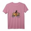 Damen Chocolate Labrador Retriever T-Shirt mit Hund in Landwagen, Sonnenblumen & Kürbissen – Stylisches Geschenk für Hundeliebhaberinnen