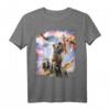 Laser Eyes Space Tier T-Shirt mit Katze, Dinosaurier, Lama & Bartdrache - Lustiges Galaxie Design für Kinder und Erwachsene