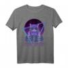 Party Musik Techno Katzen T-Shirt - Lustiges Vaporwave DJ Motiv für Katzenliebhaber, Synthwave & Rave Fans, ideales Geschenk für DJs und Musikfans