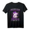Heute möchte ich was mit Menschen machen Schubsen wäre toll - Lustiges Einhorn T-Shirt mit schwarzem Humor für Männer und Frauen