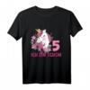 Kinder 5. Geburtstag Mädchen Pferd & Einhorn T-Shirt – Perfektes Geburtstagsoutfit für Pferde-Fans & Pferde-Motto Partys