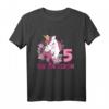 Kinder 5. Geburtstag Mädchen Pferd & Einhorn T-Shirt – Perfektes Geburtstagsoutfit für Pferde-Fans & Pferde-Motto Partys