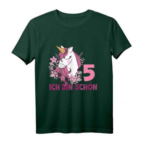 Kinder 5. Geburtstag Mädchen Pferd & Einhorn T-Shirt – Perfektes Geburtstagsoutfit für Pferde-Fans & Pferde-Motto Partys