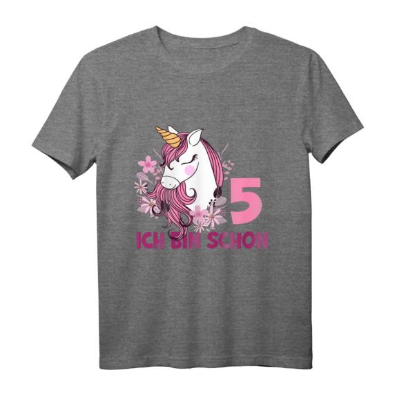 Kinder 5. Geburtstag Mädchen Pferd & Einhorn T-Shirt – Perfektes Geburtstagsoutfit für Pferde-Fans & Pferde-Motto Partys