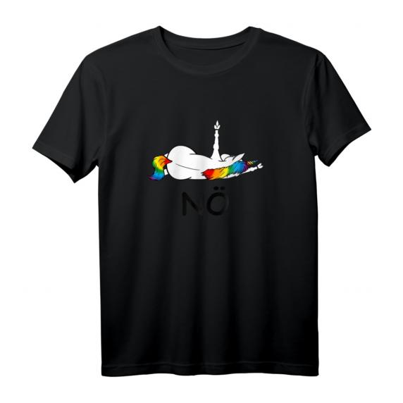 Einhorn Nö Unicorn Spruch Statement T-Shirt mit Mittelfinger – Lustiges Geschenk für Geburtstag & Weihnachten für Pferdefreunde, Kinder & Erwachsene