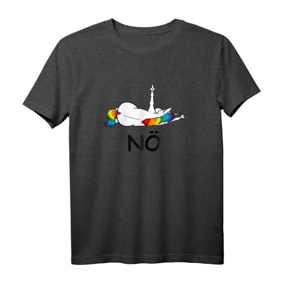 Einhorn Nö Unicorn Spruch Statement T-Shirt mit Mittelfinger – Lustiges Geschenk für Geburtstag & Weihnachten für Pferdefreunde, Kinder & Erwachsene