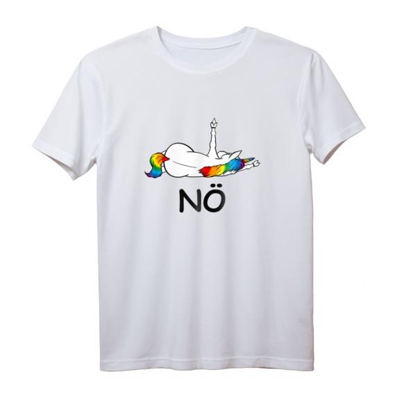 Einhorn Nö Unicorn Spruch Statement T-Shirt mit Mittelfinger – Lustiges Geschenk für Geburtstag & Weihnachten für Pferdefreunde, Kinder & Erwachsene
