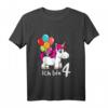 Kinder 4. Geburtstag Mädchen Einhorn T-Shirt - Süßes Geburtstagsgeschenk für Einhorn-Liebhaberinnen zum 4. Geburtstag