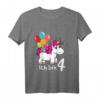 Kinder 4. Geburtstag Mädchen Einhorn T-Shirt - Süßes Geburtstagsgeschenk für Einhorn-Liebhaberinnen zum 4. Geburtstag