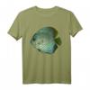 Blauer Discus Tropischer Fisch T-Shirt – Klassisch geschnitten, doppelt genähter Saum, perfekt für Meeres- und Aquarienliebhaber