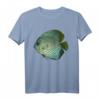 Blauer Discus Tropischer Fisch T-Shirt – Klassisch geschnitten, doppelt genähter Saum, perfekt für Meeres- und Aquarienliebhaber