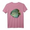 Blauer Discus Tropischer Fisch T-Shirt – Klassisch geschnitten, doppelt genähter Saum, perfekt für Meeres- und Aquarienliebhaber